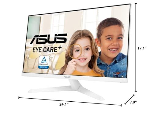 ASUS ASUS VY279HE-W 27 1080P Monitor - White, Full HD, 75Hz, IPS, Adaptive-Sync/FreeSync, Eye Care Plus, Color Augmentation, Rest Reminder, HDMI, VGA, Frameless, VESA Wall Mountable