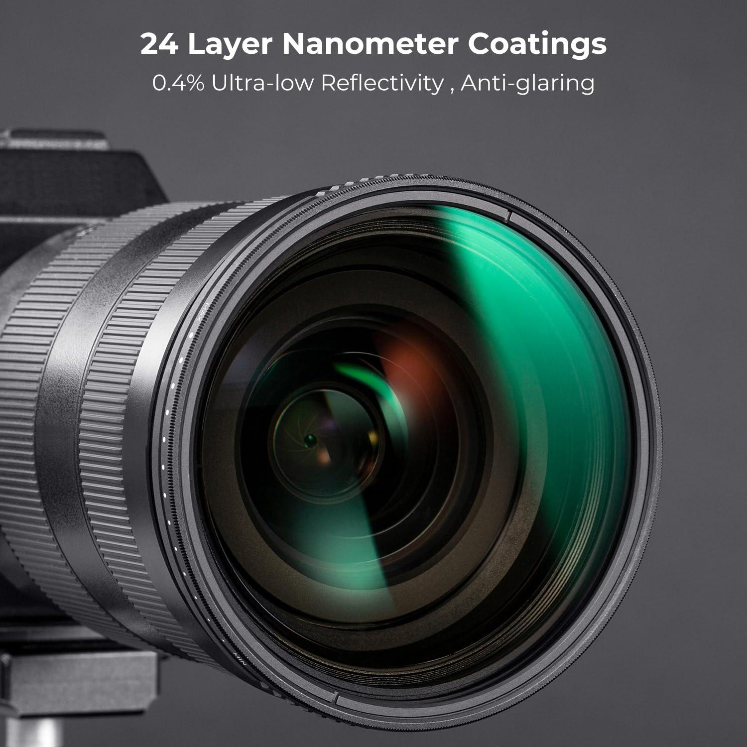 K&F Concept 67mm Variable ND2-400 & Filter Cap Kit, 1-9 Stops Variable Neutral Density TPU Lens Filter Cap Set