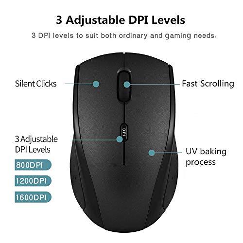Huifen Huifen Type C Wireless Mouse, USB C Gaming Wireless Mice 2.4G Silent Ergonomic with 3 DPI Levels Compatible with Samsung Chromebook, Google Pixelbook, Dell, HP OMEN, More Device (Black)