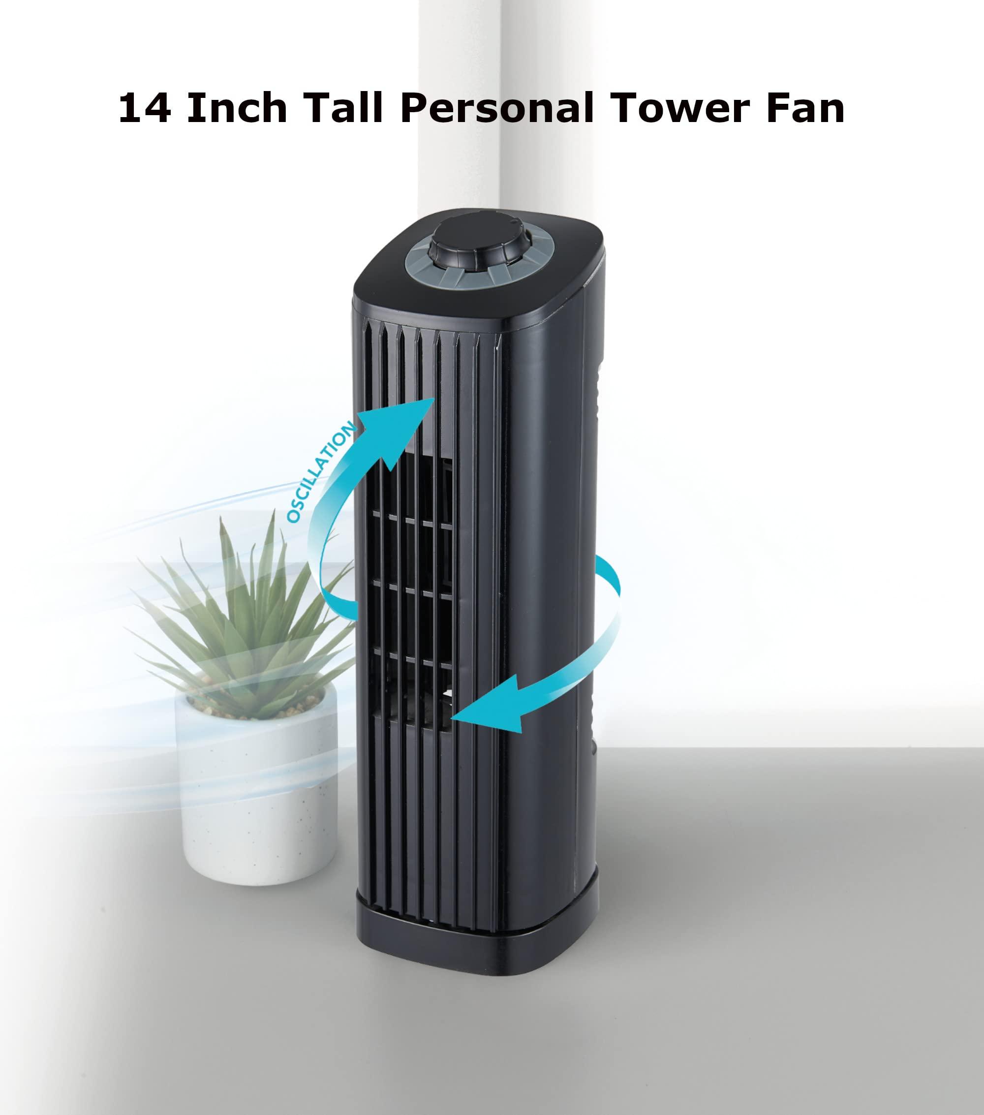 Optimus Optimus F-7348BK-F F-7348 3-Speed 50-Watt 14-in. Portable Ultra-Slim Desktop Oscillating Tower Fan (Black)