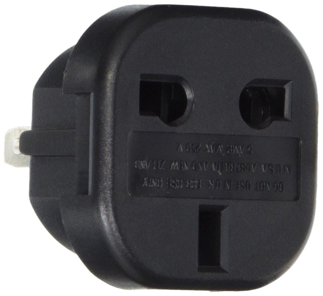 VCT VCT VP9F Converts UK Plugs to Non-Grounded American or Australian, Black
