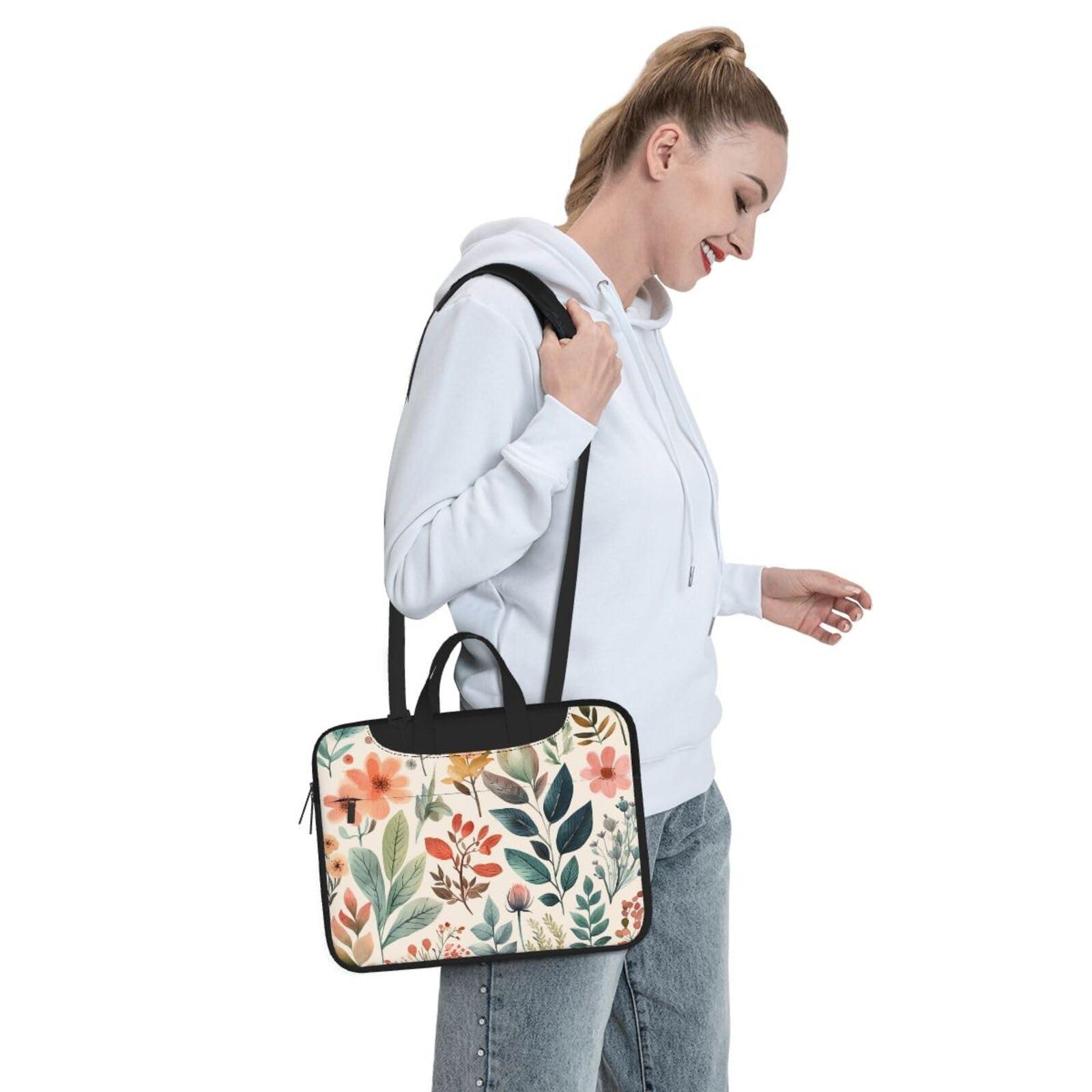 BTCOWZRV BTCOWZRV Watercolor Flowers Laptop Bag 15.6 inch Laptop Messenger Shoulder Bag Travel Computer Bag for Women Men