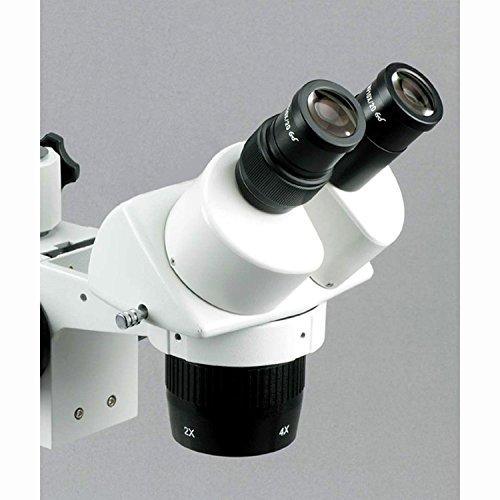 AmScope AmScope SW-2B24X Binocular Stereo Microscope, WH10x Eyepieces, 10X/20X/40X Magnification, 2X/4X Objective, Upper and Lower Halogen Lighting, Pillar Stand, 110V-120V, Includes 0.5x Barlow Lens