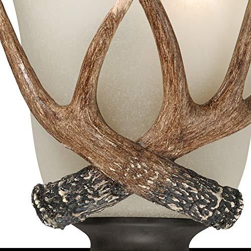 VAXCEL VAXCEL Yoho 1 Light Bronze Rustic Antler Flush Wall Sconce Cream Glass