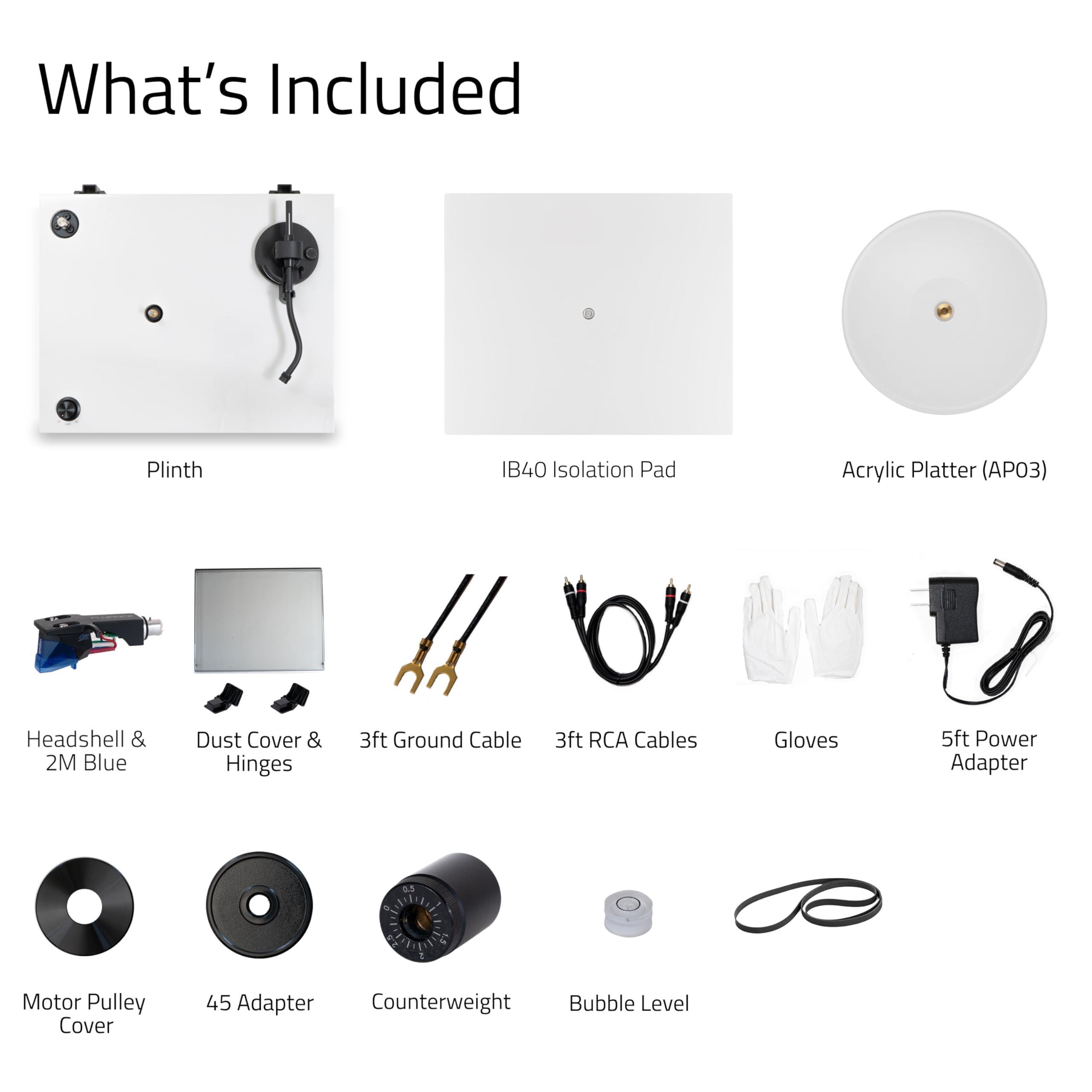 Fluance Fluance RT85 Reference High Fidelity Vinyl Turntable Record Player with Ortofon 2M Blue Elliptical Cartridge and Anti-Vibration Wood Isolation Base - Piano White