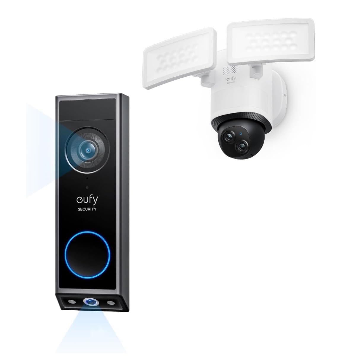 eufy Security eufy Security Video Doorbell E340 (Battery Powered), Dual Cameras, 2K Full HD and Color Night Vision Floodlight Camera E340 Wired, 360 Pan and Tilt