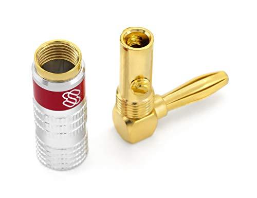 Sewell Sewell Silverback Right Angle Banana Plugs, 12 Pairs Quick Connect Gold Plated Speaker Plugs 90 Degree