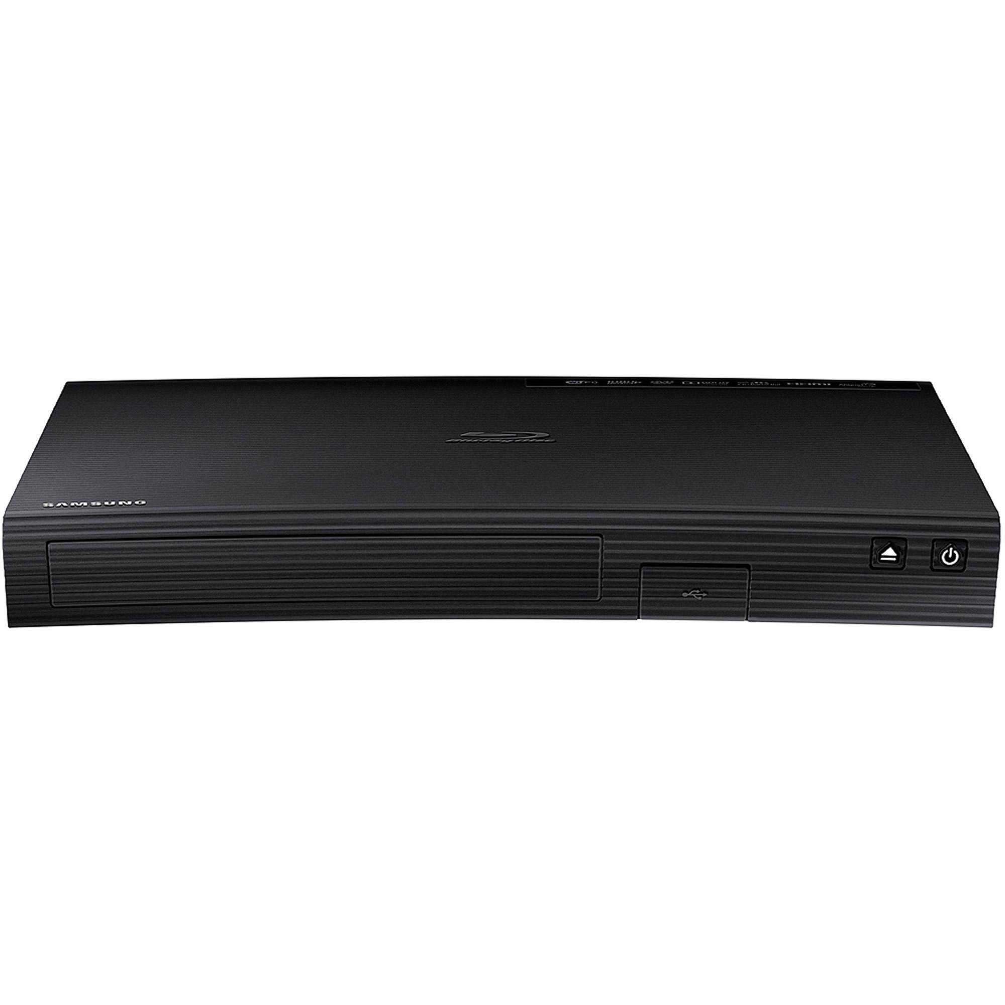 SAMSUNG SAMSUNG Blu-ray DVD Disc Player With Built-in Wi-Fi 1080p & Full HD Upconversion, Plays Blu-ray Discs, DVDs & CDs, Plus CubeCable 6Ft High Speed HDMI Cable, Black Finish (Renewed)