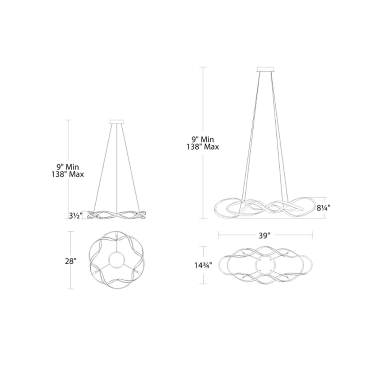 WAC Lighting WAC Lighting dweLED, Interlace 39in LED Pendant 3000K in Chrome