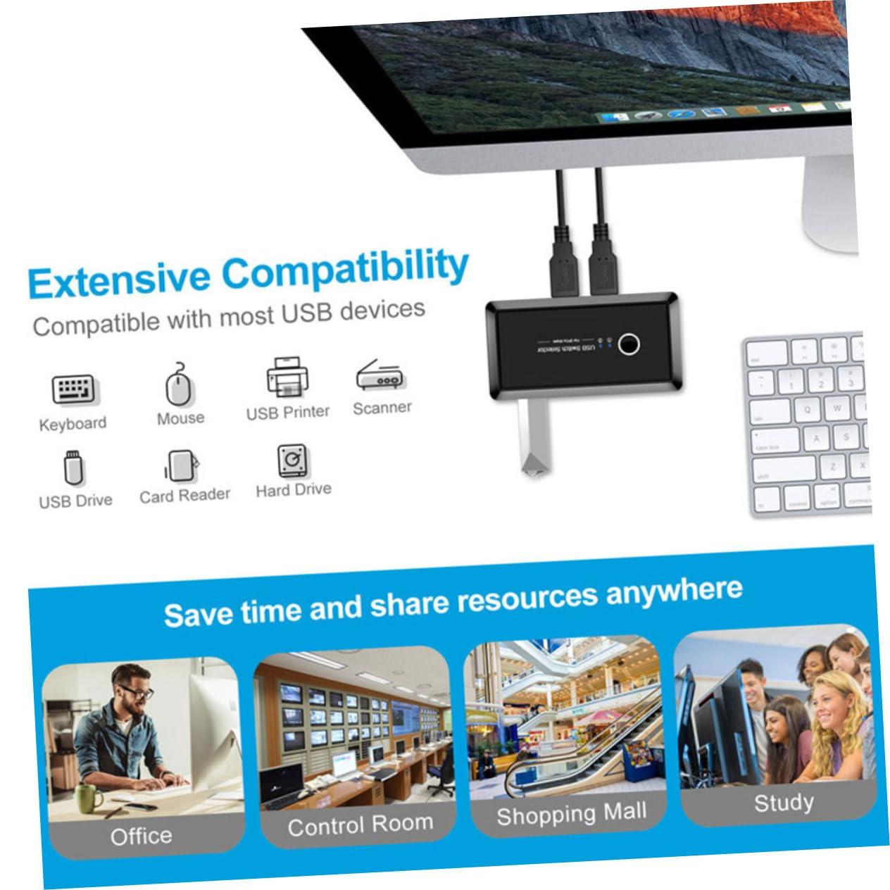 ARTIBETTER ARTIBETTER USB Sharing Port Hub for Keyboard Printer Automatic USB for Home Office School Compact Design Easy to Carry No More Frequent Plugging Unplugging