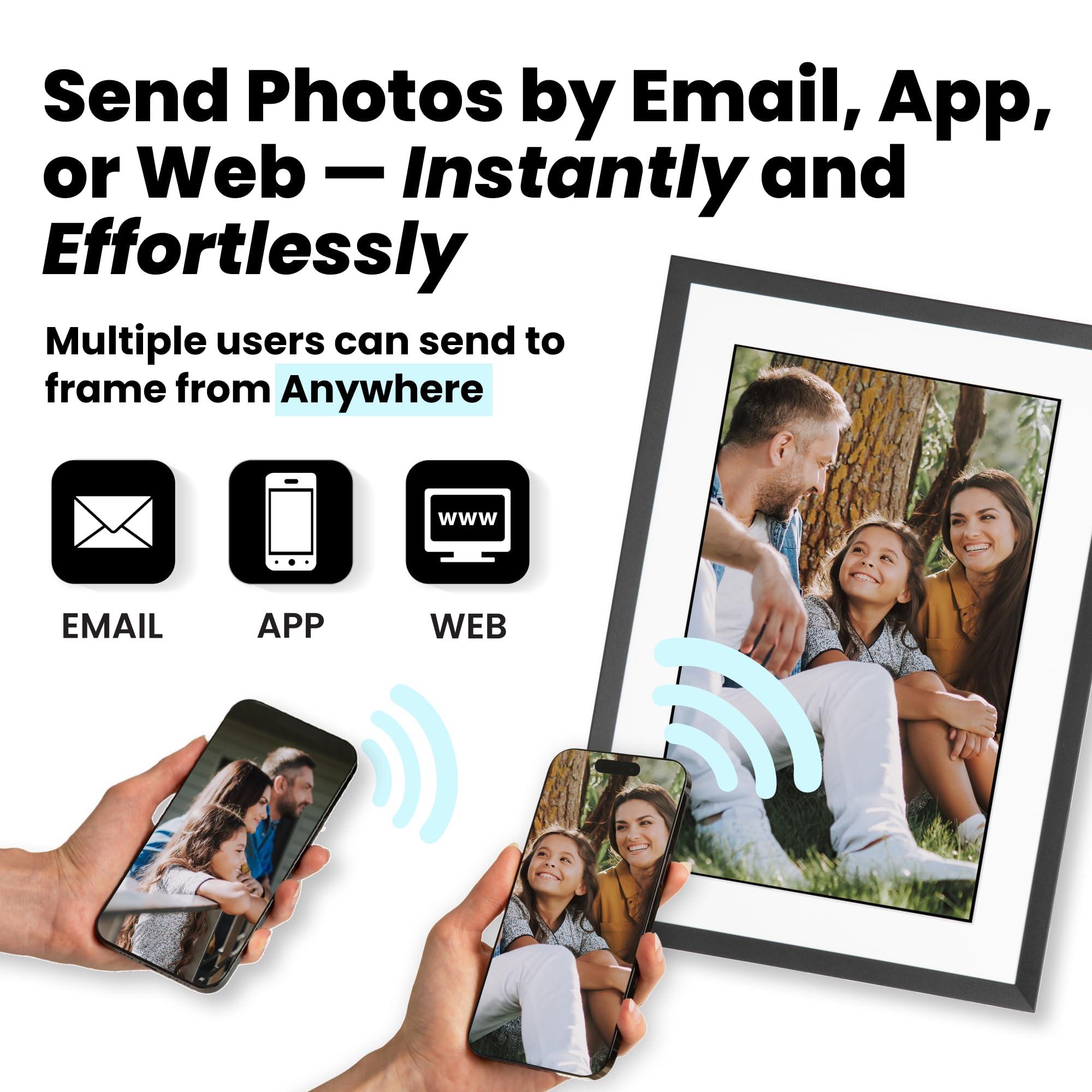 PhotoSpring PhotoSpring 10 inch WiFi Digital Picture Frame | Send Photos by Email, Web or Our Free App | Electronic Picture Frame with Touchscreen & 32GB Internal Memory | Easy Setup | Play Videos up to 5 min