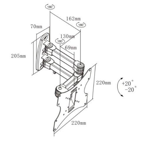 Kanex Pro Black Full-Motion Tilt/Swivel Wall Mount Bracket for Acer T232HL 23" inch LED Monitor - Articulating/Tilting/Swiveling