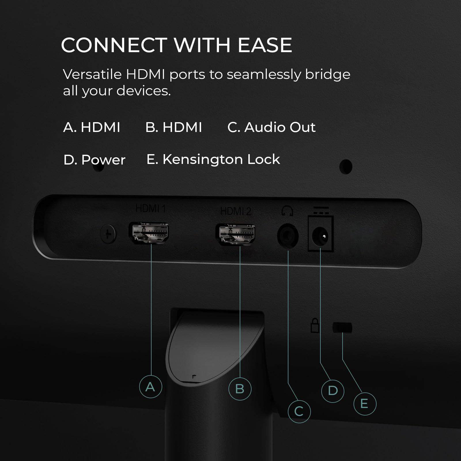 AOC AOC 27B2H2 27 Frameless IPS Monitor, FHD 1920x1080, 100Hz, 101% sRGB, for Home and Office, HDMI x2, Low Blue Mode, VESA Compatible, Black
