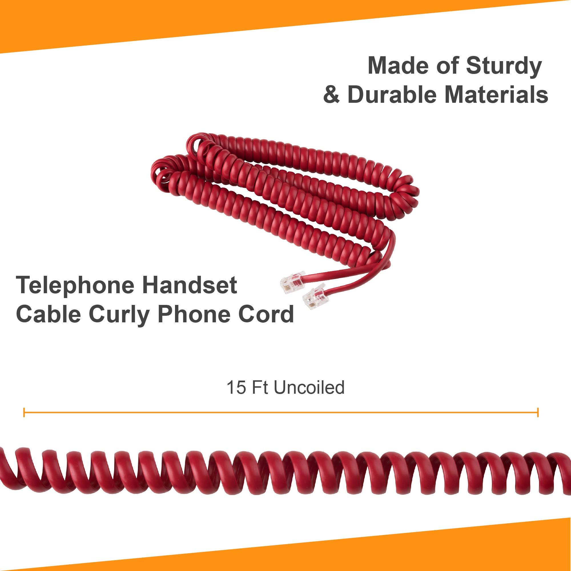 iSoHo Phones iSoHo Phones Red Landline Phone for Home Bundle with 15ft Curly Handset Phone Cord