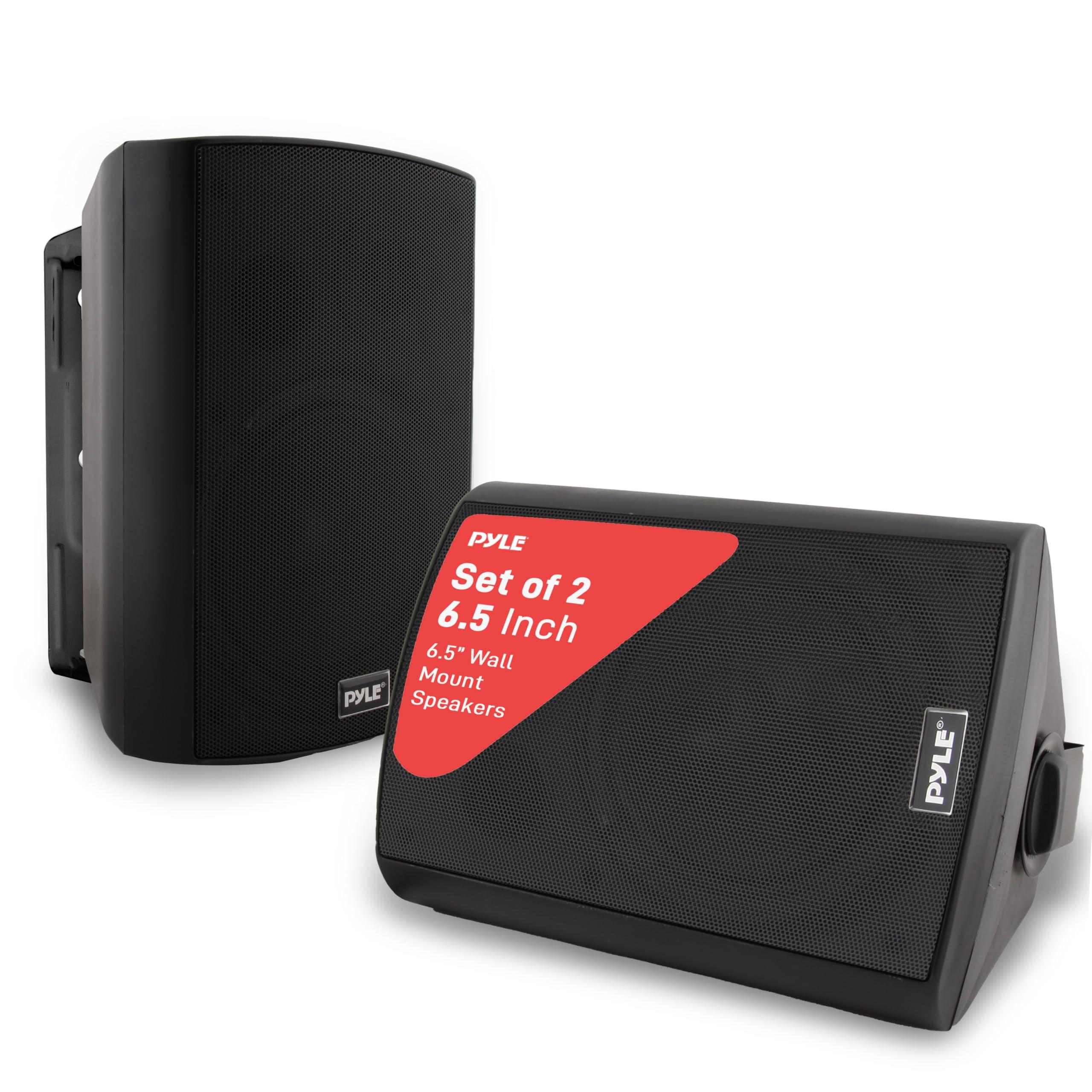 Pyle Pyle Audio Wall Mount 6.5 Inch Waterproof Bluetooth Indoor and Outdoor Speaker System Pair with Built In Digital Amplifier, Black