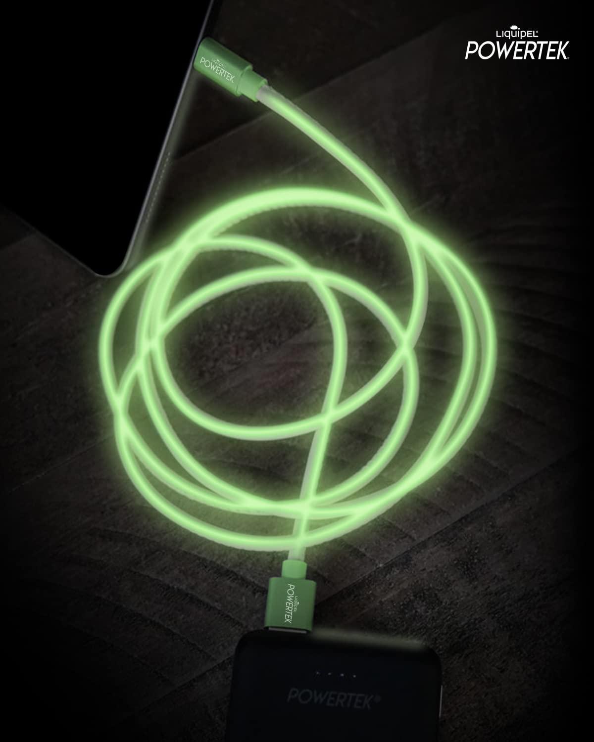 LIQUIPEL LIQUIPEL Powertek Glow MFi Certified Charger Compatible for Apple iPhone, iPad, 5ft Cable, Lightning to USB Cable Cord, Fast Charging Lightning Cable (Green)