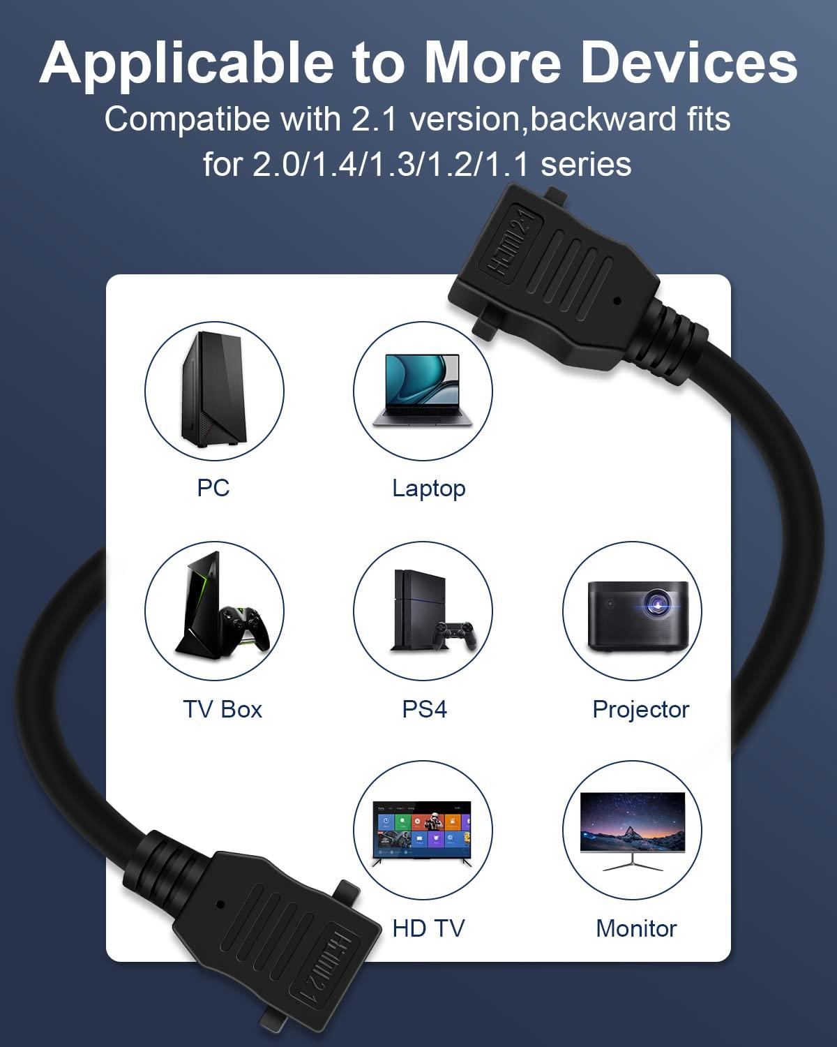 ELECTOP HDMI 2.1 Wall Plate, ELECTOP 8K HDMI Wall Outlet Pass Through with Low Voltage Metal Mounting Bracket, Supports 8K@60Hz and 4K@120Hz, 3D, HDR, 48 Gbps HDMI Box, Fits Home Theater Systems