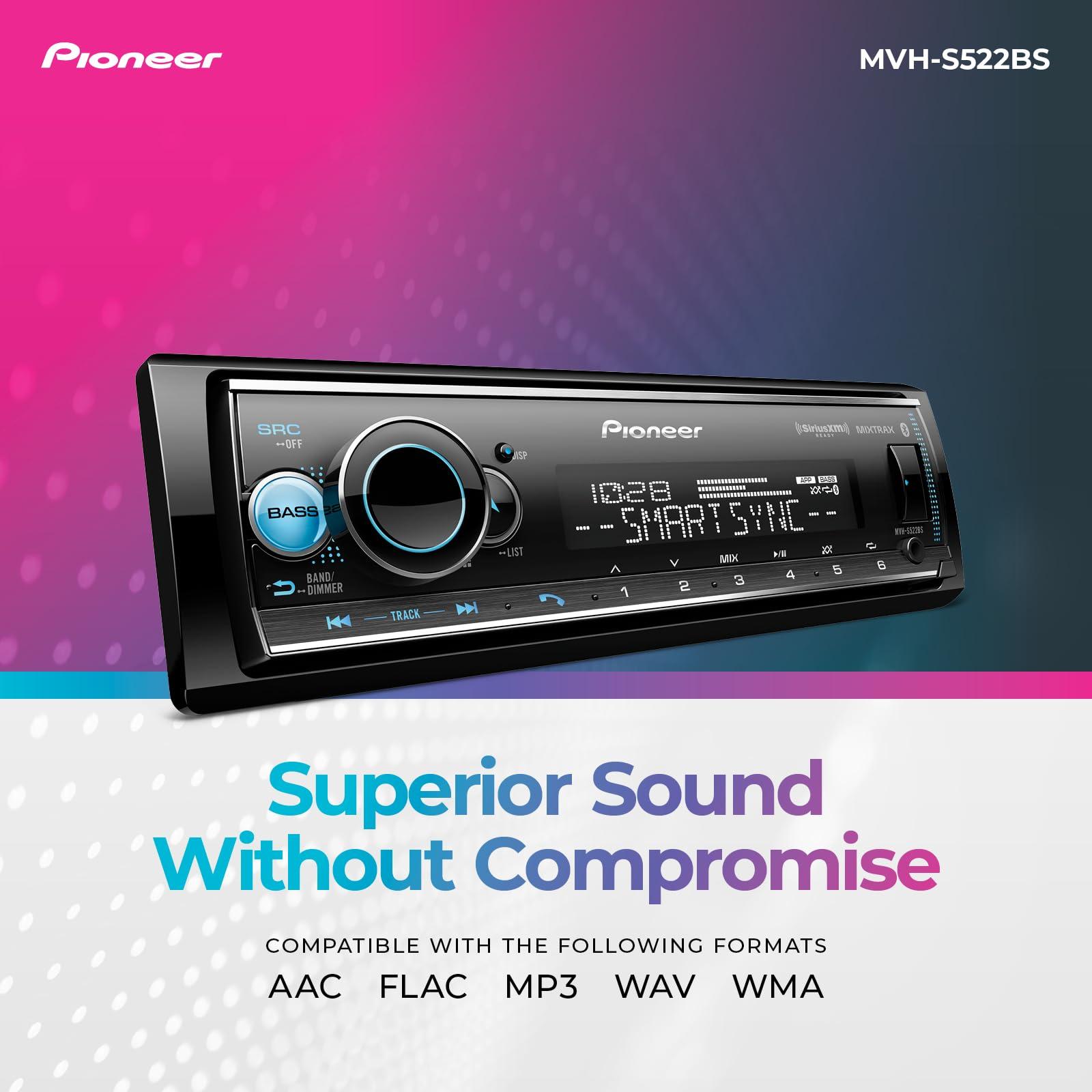 PIONEER Pioneer MVH-S522BS Bluetooth Car Stereo with USB/AUX Inputs, Pioneer Smart Sync, and Hands-Free Calling for Enhanced In-Car Audio Experience