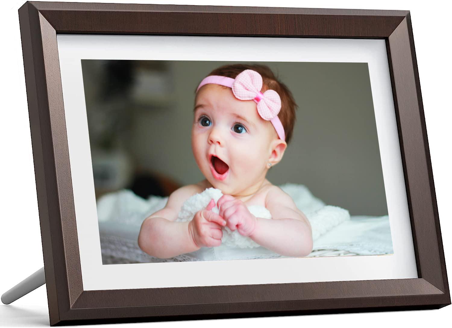Dragon Touch Dragon Touch Digital Picture Frame WiFi 10 inch IPS Touch Screen Digital Photo Frame Display, 32GB Storage, Auto-Rotate, Share Photos via App, Email, Cloud, Classic 10 Brown, PUUDUU