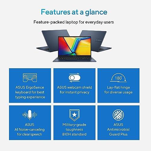 ASUS ASUS 2024 Newest Vivobook 15 Laptop for Student Business, 15.6" Full HD Display, Intel Core i3-1215U(6-Core, Up to 4.4GHz), 16GB RAM, 512GB SSD, UHD Graphics, Wi-Fi, Bluetooth, Win 11 S, with Mouse