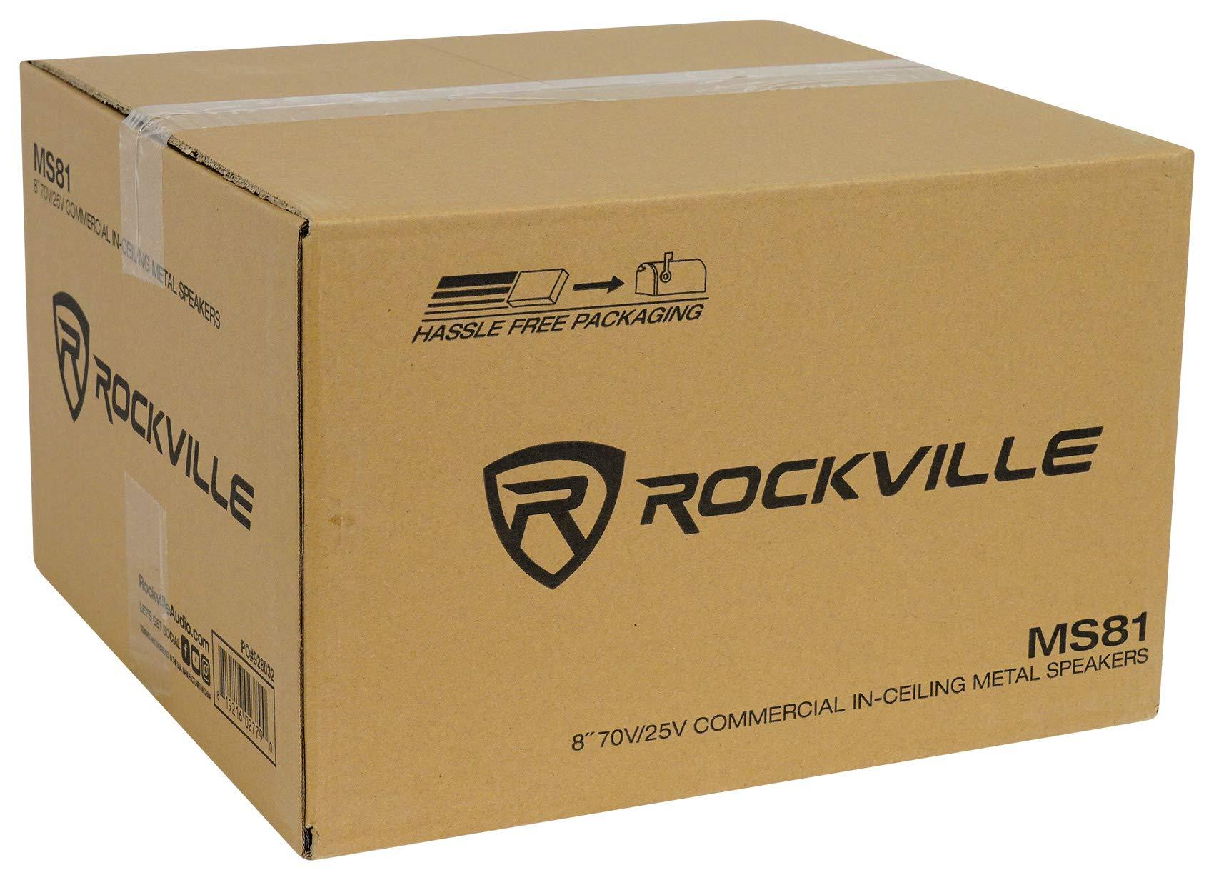 Rockville Rockville RCS350-6 350 Watt 6 Zone 70v Commercial/Restaurant Amplifier/Bluetooth Bundle with (36) MS81 Metal 8" 70v Commercial Background Music PA Ceiling Speakers