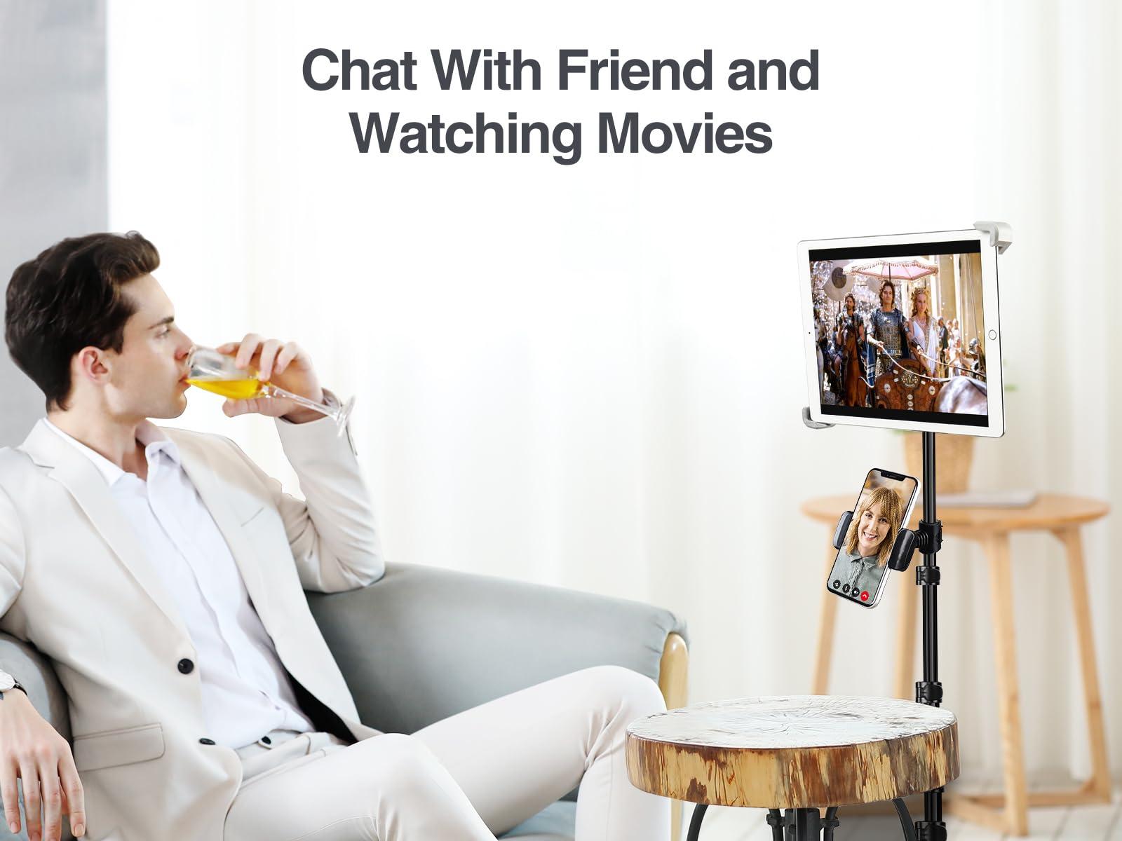 elitehood elitehood iPad Tripod Stand, Aluminum Alloy iPad Stand, 360 Rotation Adjustable Height iPad Stand Holder for Floor, Universal Compatible with iPad Mini, iPad Air, iPad and All 7.9-11 Inch Tablet