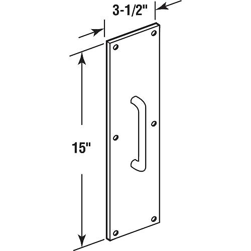 PRIME-LINE Prime-Line J 4716 Pull Plate, 3/4 In. Round Handle, 3-1/2 In. x 15 In., 605 Polished Brass (Single Pack)