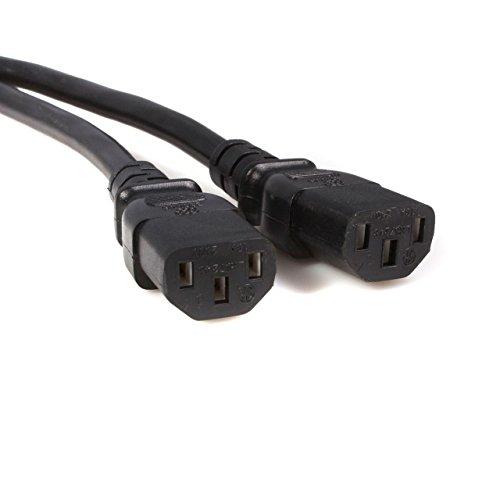 StarTech StarTech.com 10ft (3m) Power Extension Cord Splitter, C14 to 2x C13, 13A 250V, 16AWG, Computer Power Cord Extension, IEC 320 C14 to 2x C13 AC Extension Cable for Power Supply, UL Listed (PXT100Y)