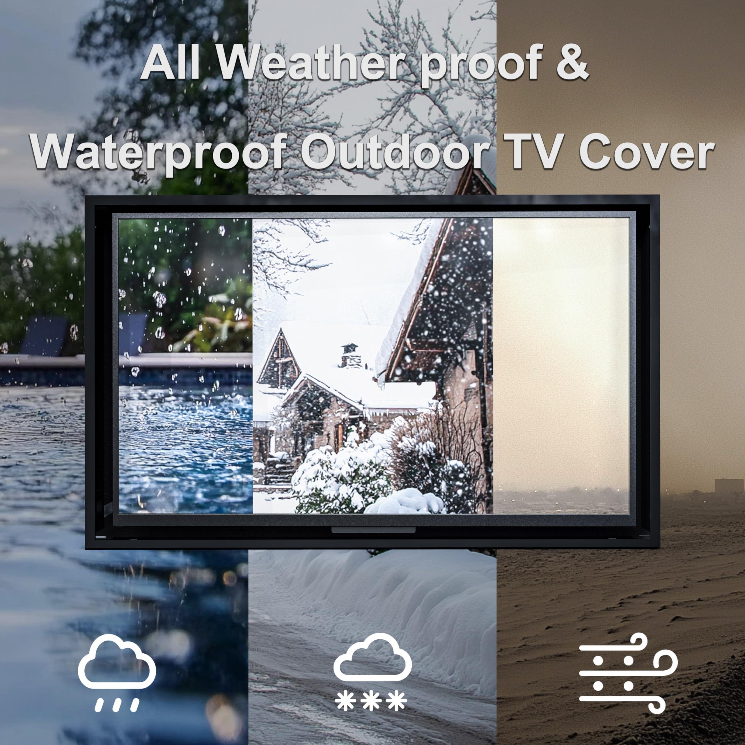 acrtmatic acrtmatic Weatherproof Outdoor TV Cover with Lock, Hard and Durable, Clear Dust-proof Television Enclosure for 50-55 inch Screens for Outside (Right Door), with TV Bracket Included.