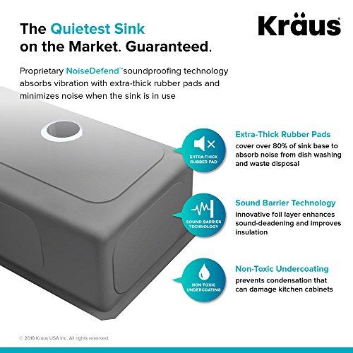 Kraus Kraus Standard PRO 33-Inch 16 Gauge Undermount 60/40 Double Bowl Stainless Steel Kitchen Sink, KHU103-33