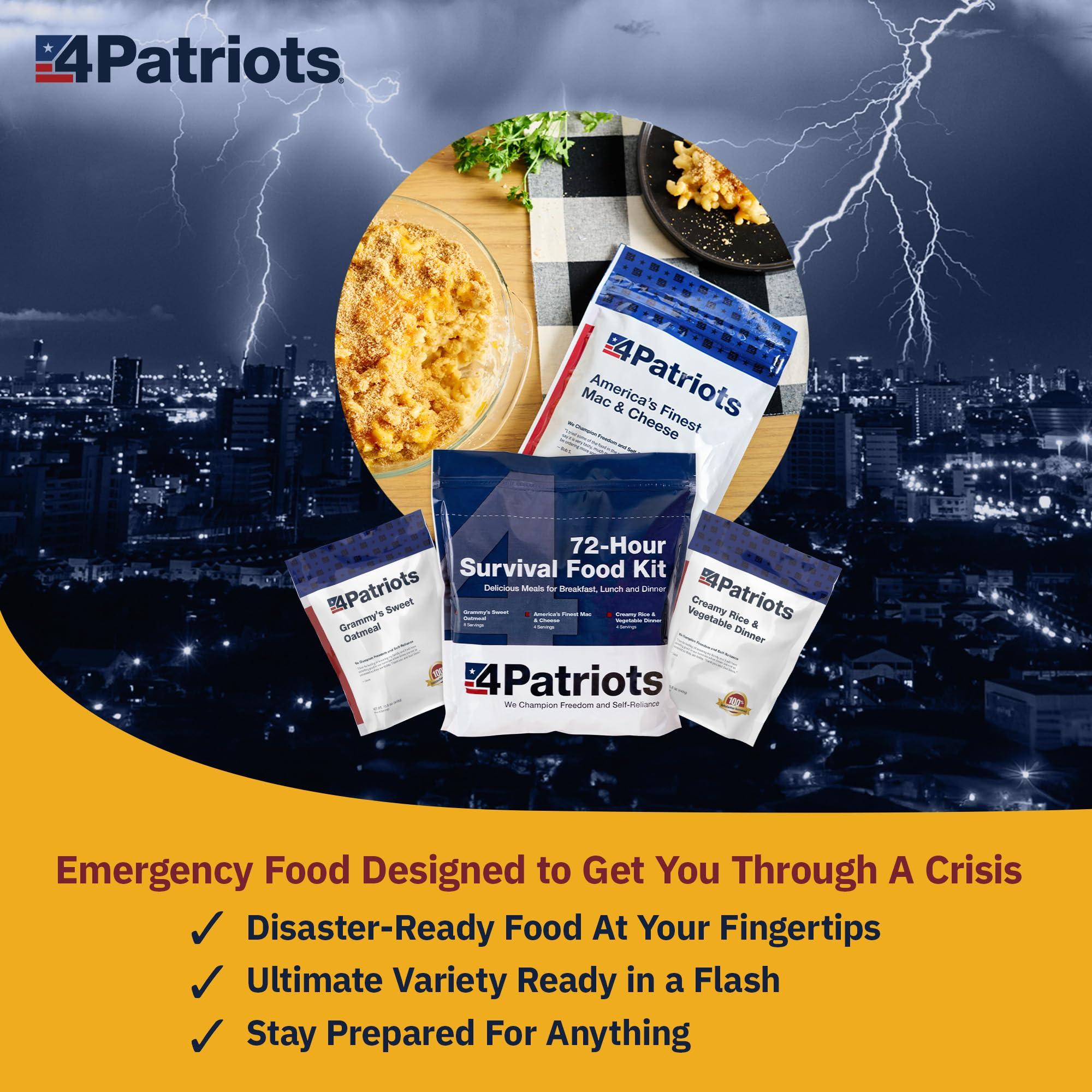 4Patriots 4Patriots 72-Hour Survival Food Kit: Emergency Food Supply Designed to Last 25 Years, 20 Servings