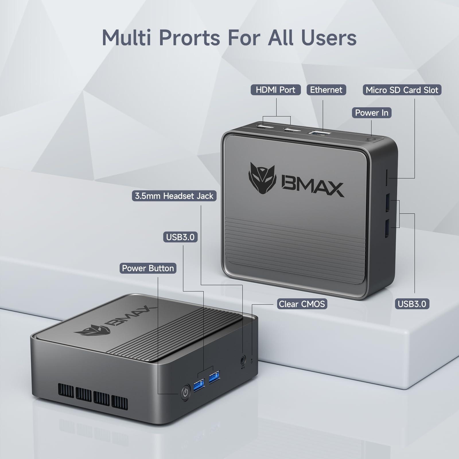 Bmax Bmax B3 Mini PC 256GB SSD 8GB DDR4, Intel 11th Gen N5095 Processor (up to 2.9GHz) 4C/4T, Auto Power On Mini Desktop Computer WiFi/BT5.0/HDMIx2 Support 4K Dual Screen Display, Wake On LAN