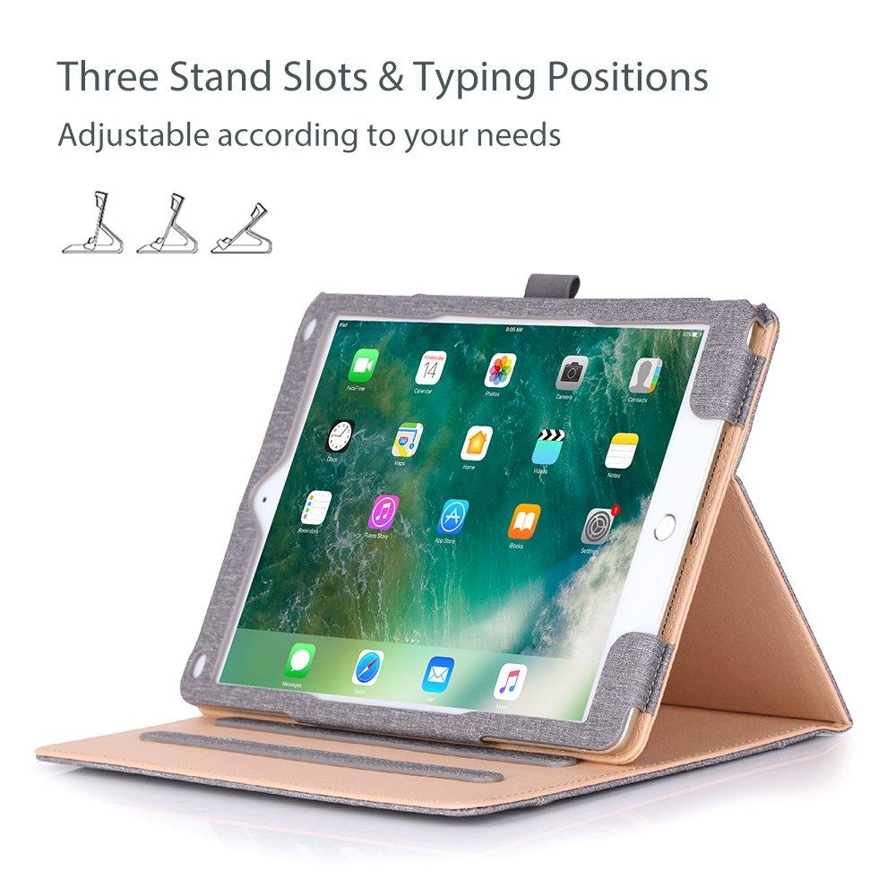 ProCase ProCase for iPad 9.7 Inch iPad 6th/5th Generation Case 2018 2017/iPad Air 2/Air 1 Case, Premium Leather Folio Corner Protection Multi-Angle Viewing Stand Cover with Front Pocket Pen Loop -Grey