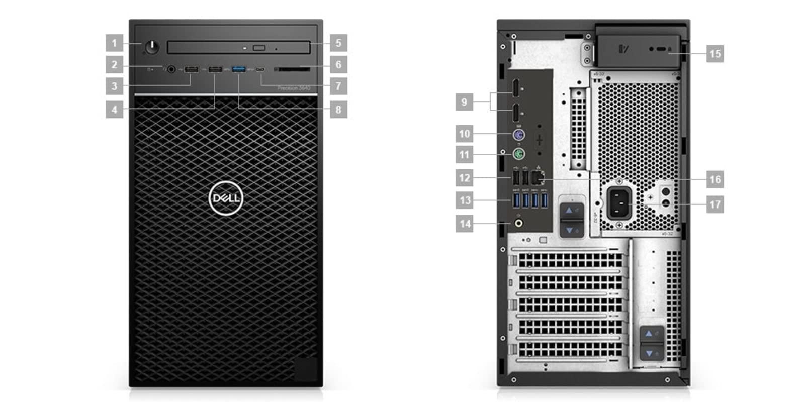 Dell Dell Precision 3640 Workstation Desktop | Core i7-10700 - 1TB SSD Hard Drive - 32GB RAM - Nvidia Quadro P1000 | 8 cores @ 4.8 GHz - 4GB GDDR5 Win 10 Pro Black (Renewed)