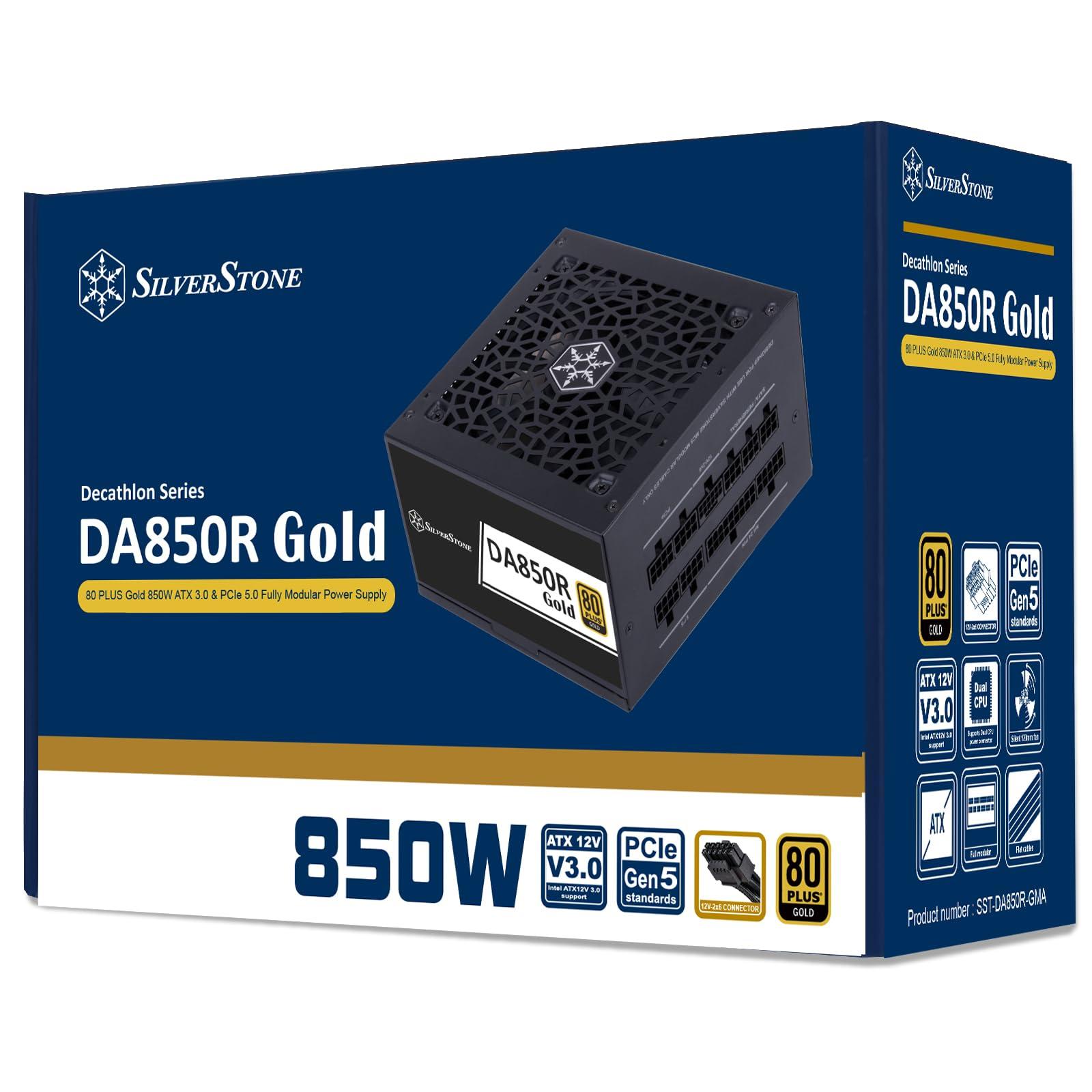 SilverStone Technology SilverStone Technology DA850R Gold 80 Plus Gold 850W ATX 3.0 & PCIe 5.0 Power Supply, SST-DA850R-GMA (SST-AX0850MCGD-C)