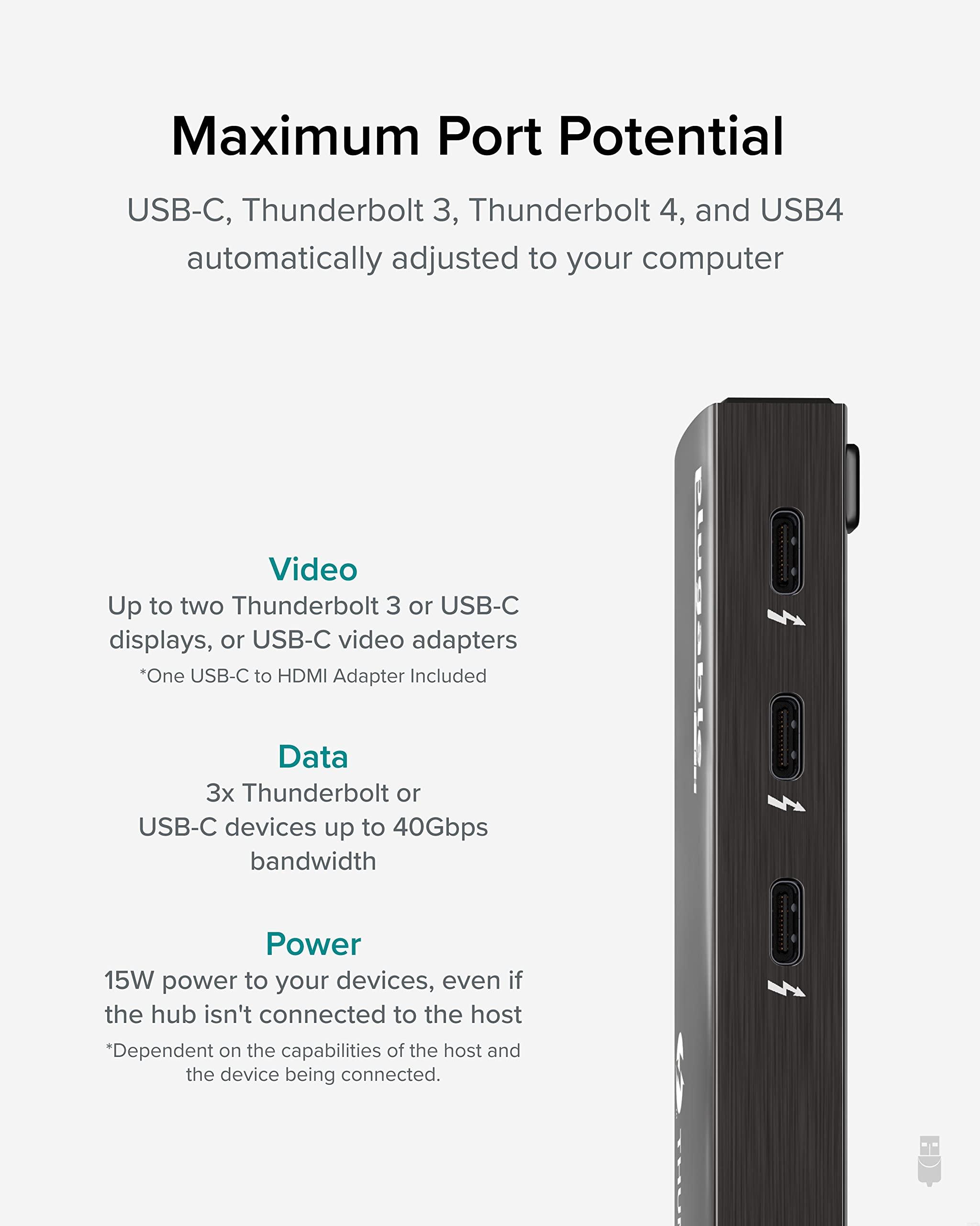 Plugable Plugable Thunderbolt 4 Hub Bundle Includes USB-C to 4K HDMI Adapter and 7-in-1 Multiport Adapter, 60W Laptop Charging, Compatible with Mac, Windows Laptops, Thunderbolt 3 or 4, and USB4 Devices