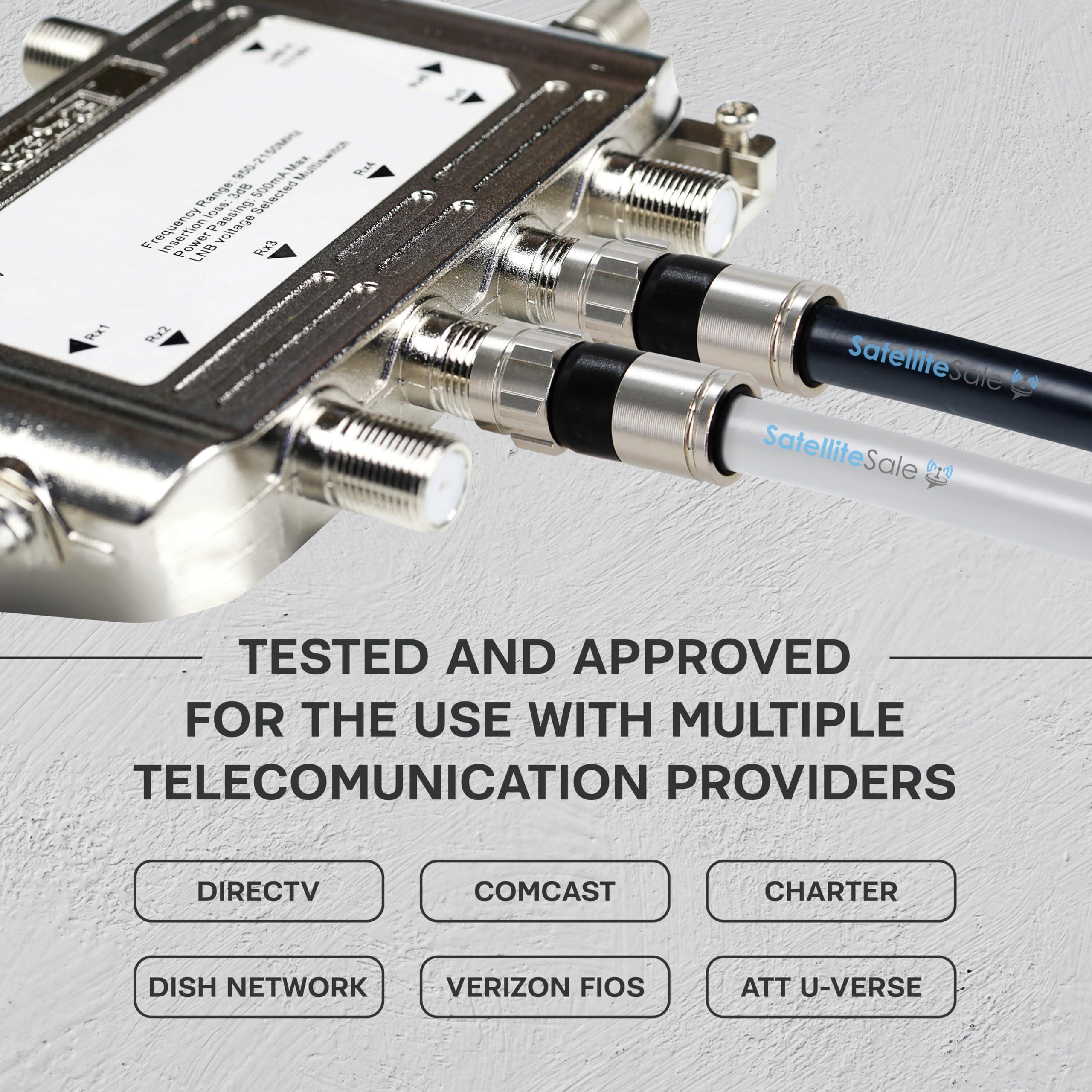 SatelliteSale SatelliteSale Digital 75Ohm RG-6/U Coaxial Cable with F-Type Connector Indoor/Outdoor Universal Wire Black Cord 50 feet