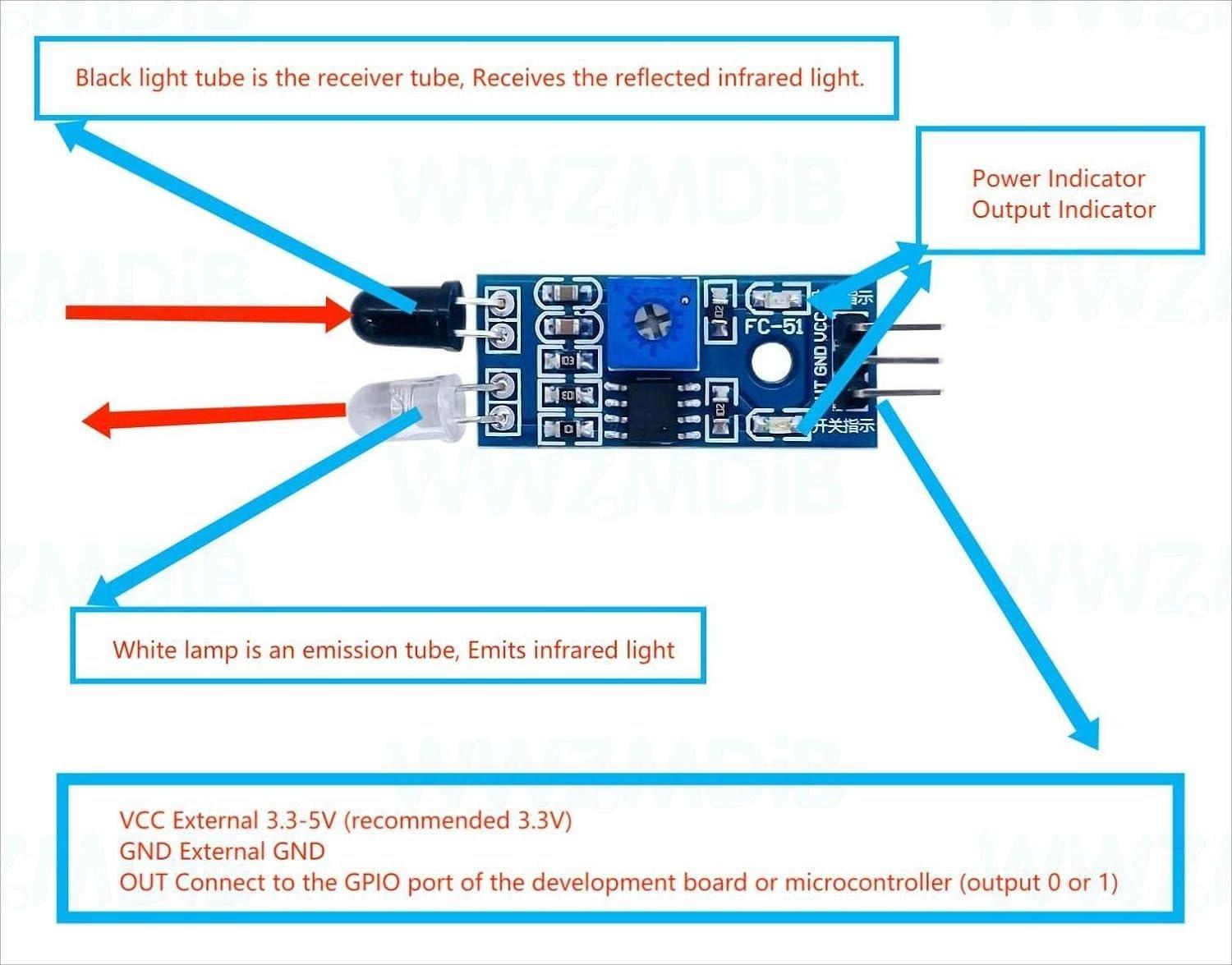 WWZMDiB WWZMDiB 15Pcs IR Infrared Sensor 3-Wire Reflective Photoelectric Module for Arduino