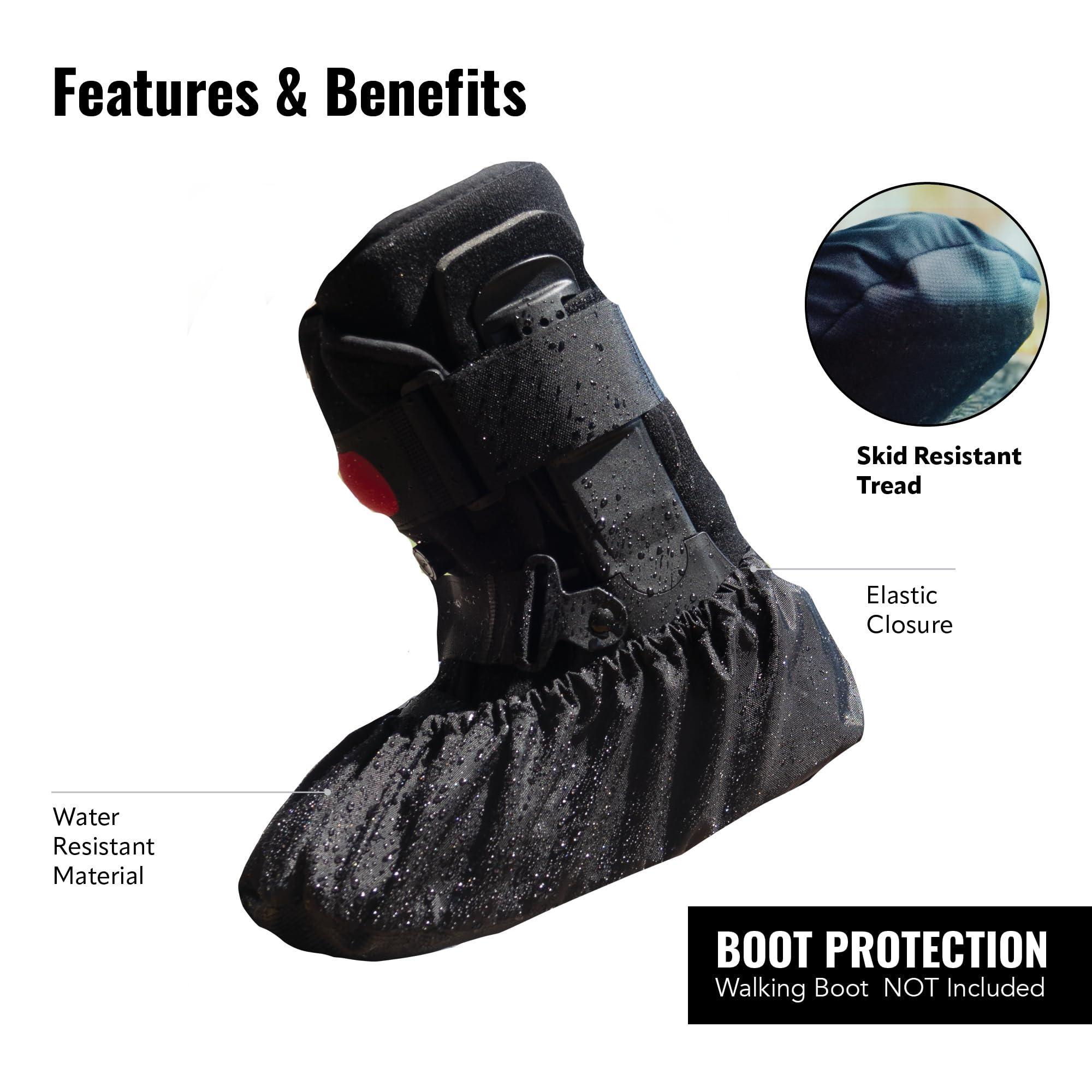 Braceapedia Braceapedia Walking Boot Cover, Weather Resistant Protector, Washable & Durable Waterproof Foot Cover for Orthopedic Walker Boots, Waterproof Shoe Covers for Rain and More, Boot Covers, Medium, Black