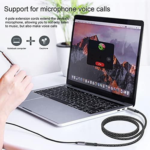 MOSWAG MOSWAG 10FT/3Meter Long 3.5mm Extension TRRS 4-Pole Headphone Cable Male to Female Audio Cable Nylon Braided Compatible for Home/Car Stereos Smartphones Headphones Tablets Media Players and More