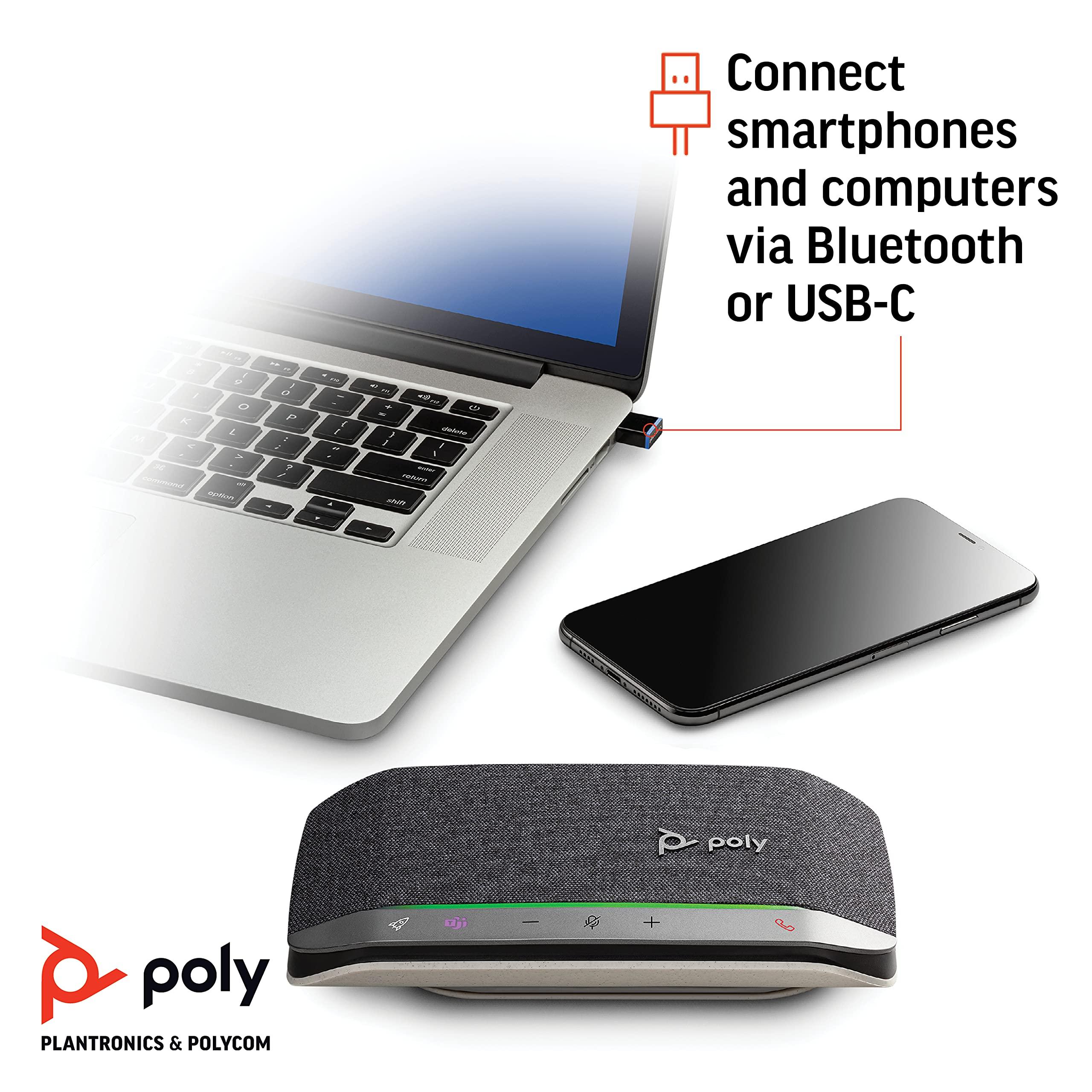 Poly Poly - Sync 20+ Bluetooth Speakerphone (Plantronics) - Personal Portable Speakerphone - USB-C Bluetooth Adapter - Connect to Your PC/Mac/Cell Phone - Works with Teams (Certified), Zoom & More