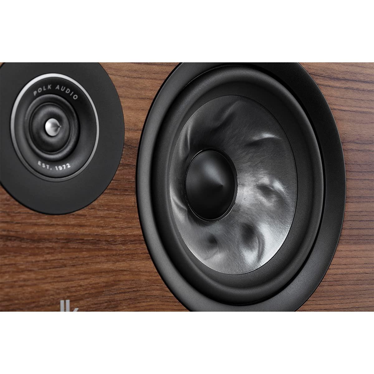 Polk Audio Polk Audio Reserve Series R300 Compact Center Channel Loudspeaker for Dynamic, Detailed Audio, 1\" Pinnacle Ring Tweeter & Dual 5.25\" Turbine Cone Woofers, Hi-Res Certified Wall Mountable Walnut Brown