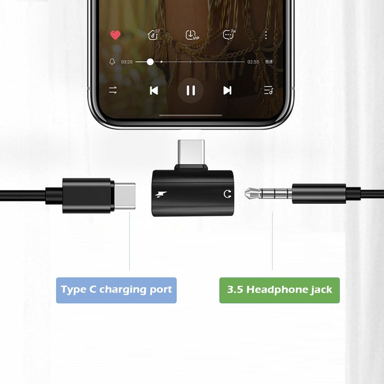 Fidioto USB C to 3.5mm Headphone and Charger Adapter, 2-in-1 USB C PD Charging Port with Aux Audio Jack, Compatible for 15/15 Pro, Mate 60 Pro, Samsung Galaxy S22 S21 S20, Google Pixel 4 3 XL and More