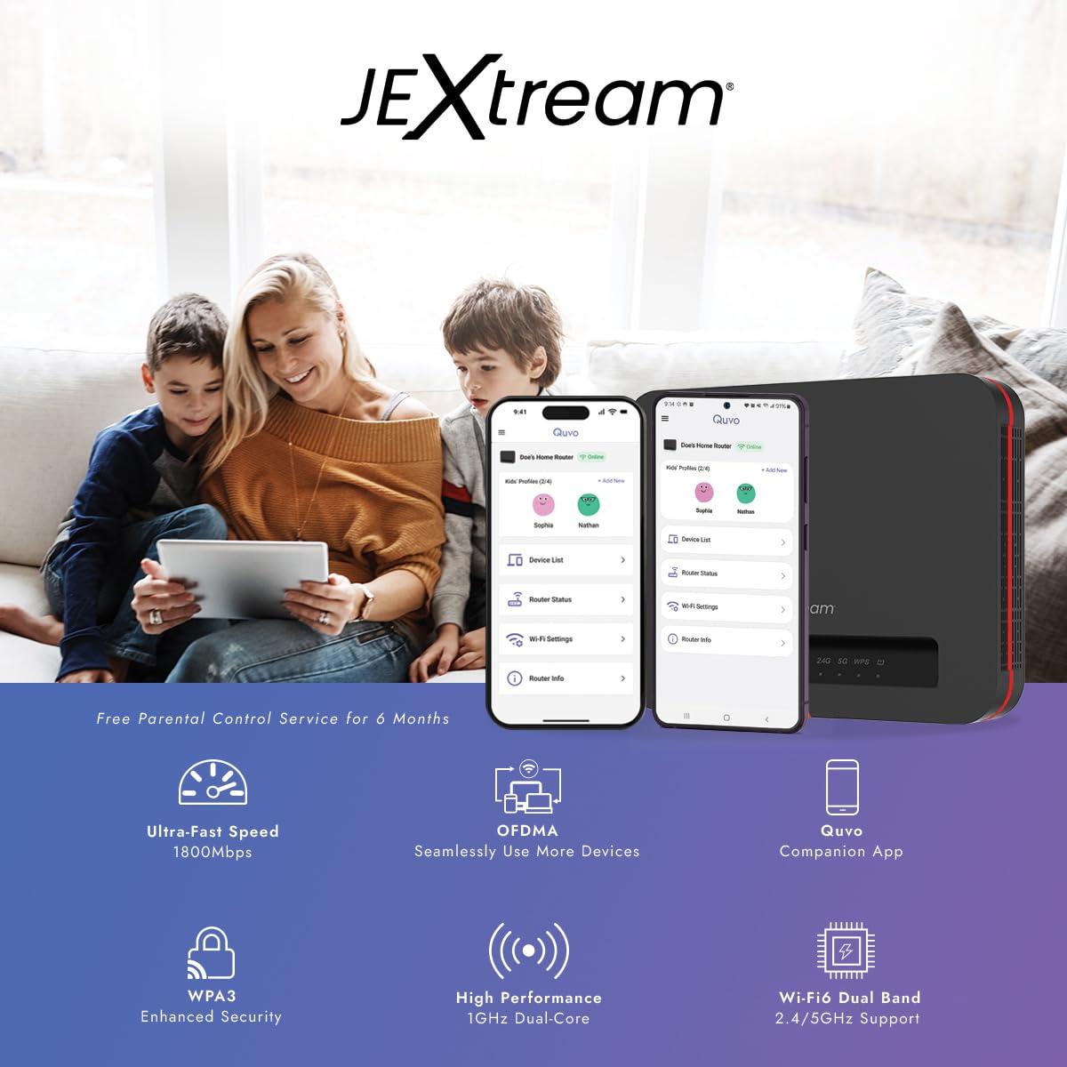 JEXtream FX20 JEXtream Wi-Fi 6 Router 802.11 b/g/n/ac/ax with 2X2 MIMO, Dual-Band Gigabit | High-Speed Internet up to 3,000 sq. ft.