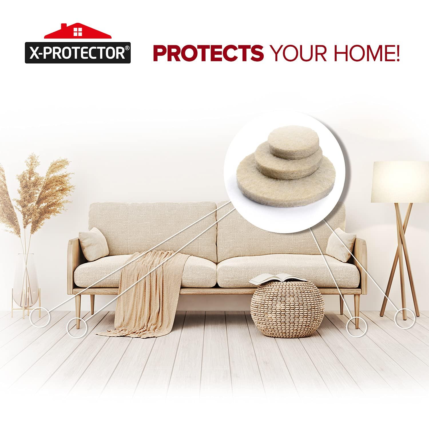 X-Protector Felt Furniture Pads X-PROTECTOR 181 PCS Premium Furniture Pads - Felt Pads Furniture Feet Best Wood Floor Protectors - Protect Your Hardwood & Laminate Flooring!
