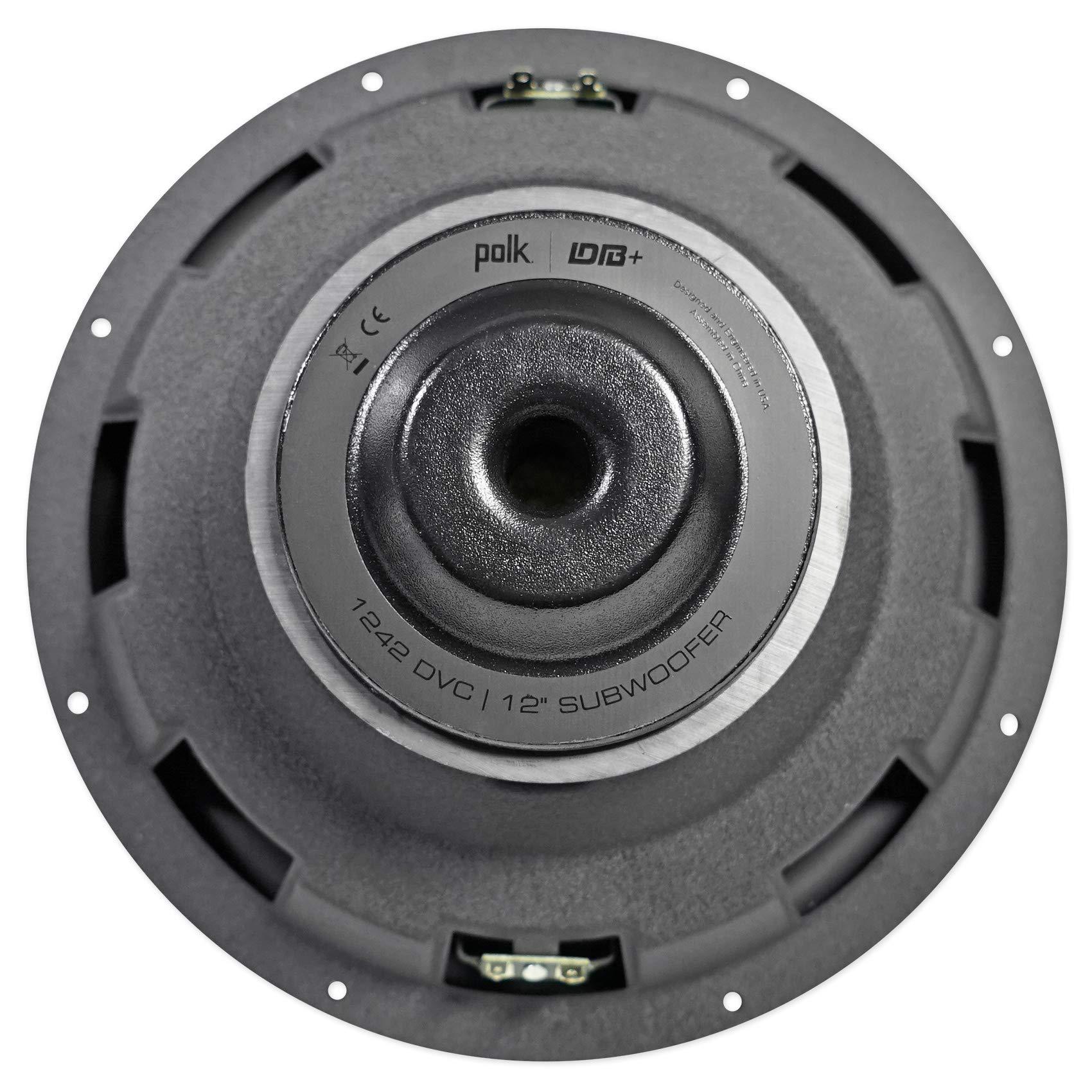 Audiosavings Audiosavings Bundle: (1) Polk Audio DB1242DVC 12 1110 Watt Dual 4-Ohm Car/Marine Audio Subwoofer Sub Bundle with (1) Rockville RPB2-BLACK Handheld Wireless Portable Bluetooth Speaker Sound (Items 2)