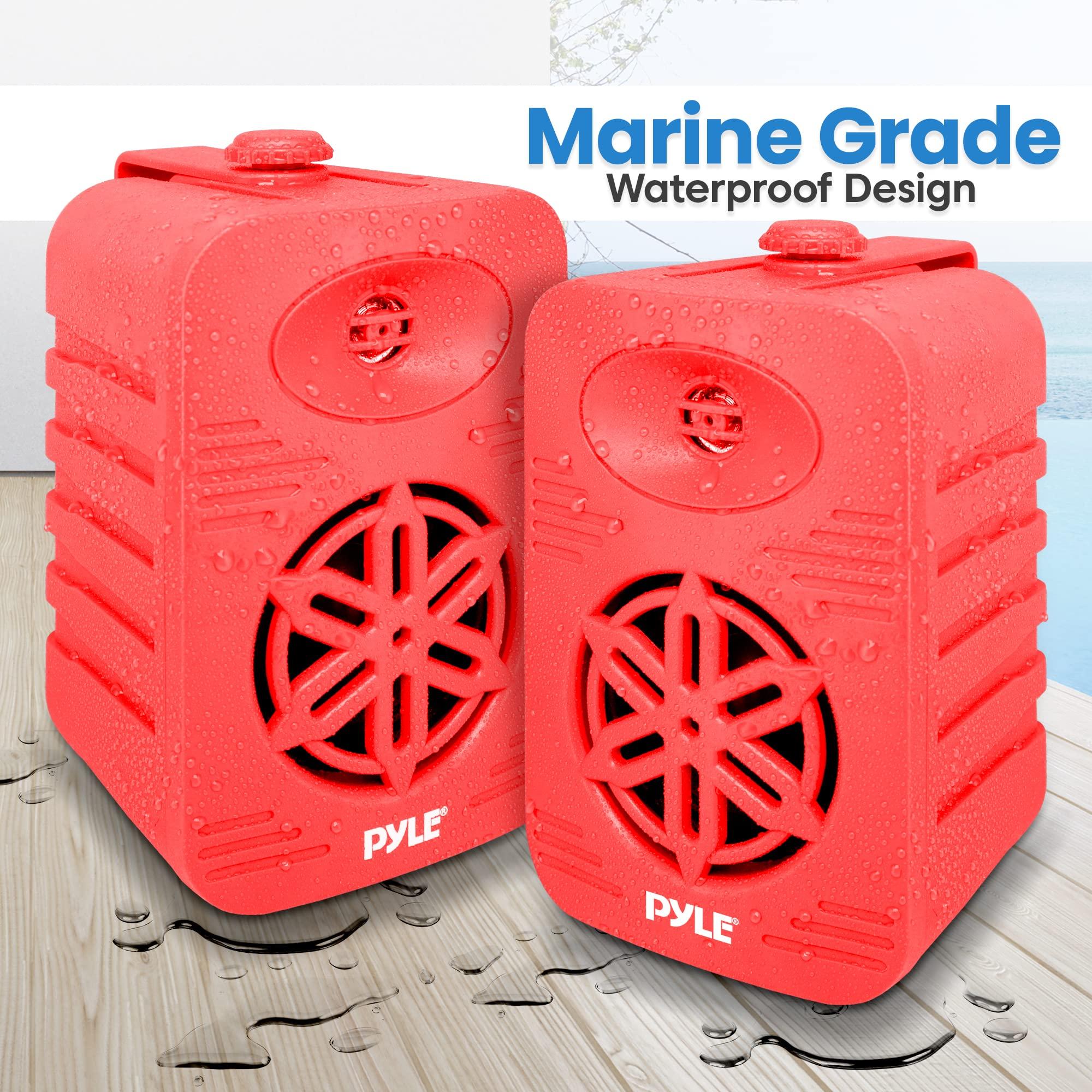 Pyle PyleUsa Bluetooth Indoor Outdoor Speakers Pair - 300 Watt Dual Waterproof 4 2-Way Full Range Speaker System w/ 1/2 High Compliance Polymer Tweeter Home,Boat, Marine,Deck, Patio,Poolside - PDWRBT46RD