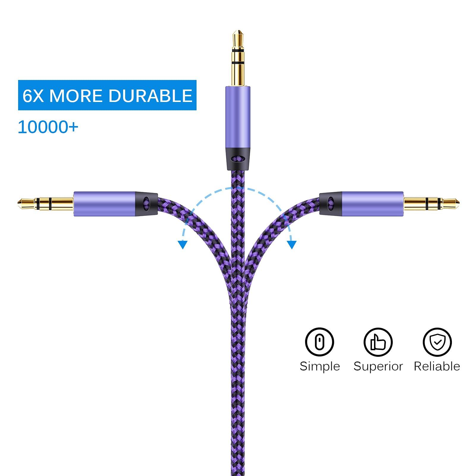 AILKIN AILKIN AUX Cord for Car, 2 Pack 3.5mm Auxiliary Audio Cable, Braided Stereo AUX Chords Compatible Headphone Car, iPhone, iPod, iPad, Samsung Galaxy, HTC, LG, Google Pixel, Tablet & More-5Feet/1.5M