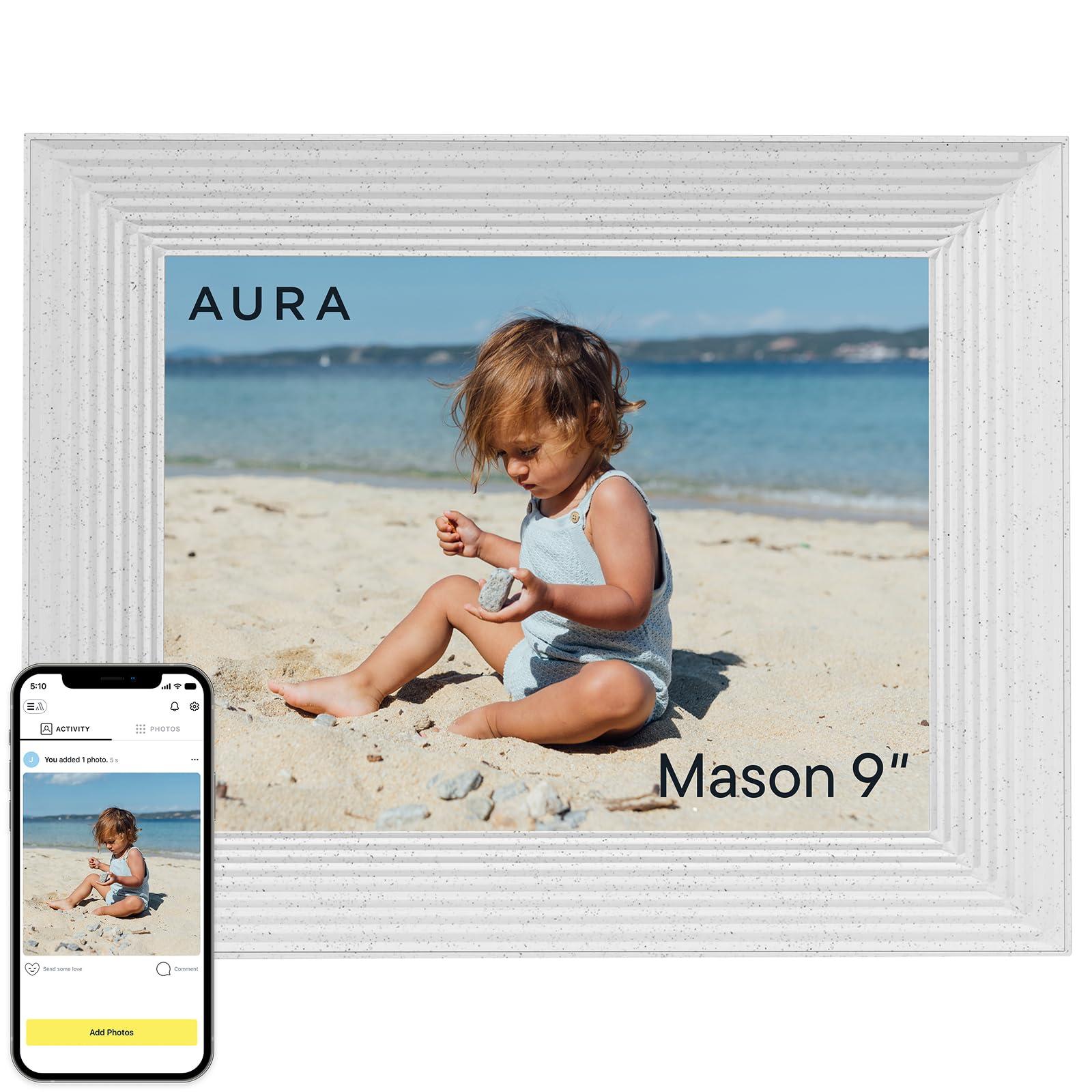 AURA Aura Mason WiFi Digital Picture Frame | Wirecutter\'s Best Digital Frame for Gifting | Send Photos from Your Phone | Quick, Easy Setup in Aura App | Free Unlimited Storage | White