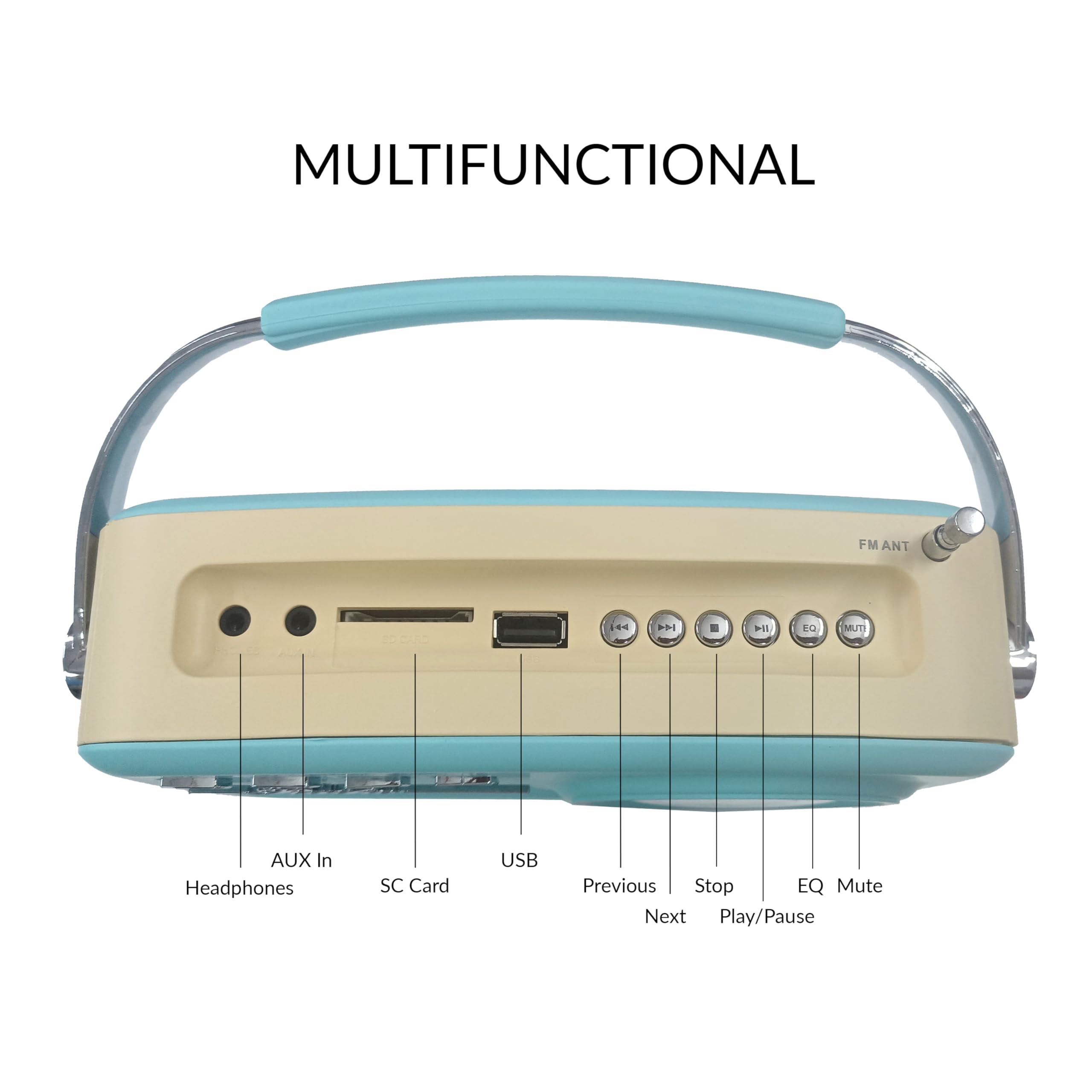 Supersonic Supersonic SC-1201BT Retro Portable Bluetooth Speaker with Vintage Vibes, AM/FM Radio, USB/SD Card/AUX Inputs, in a Cute Old Fashion Style for Kitchen Desk Bedroom Decor Aesthetic Gift for Friend